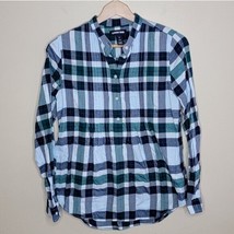 Lands&#39; End | Navy Green White Plaid Popover Shirt Womens Size 2 - £19.45 GBP