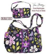 Vera Bradley Floral Nightingale Retired Hobo Shoulder Bag Purse &amp; Wallet - £21.60 GBP