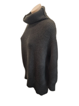 AGNONA Deep Gray/Brown Cashmere Diagonally Ribbed Sweater w/ Cowl Neck - XS - $305.99
