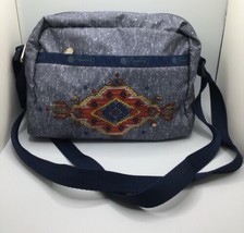 A Rare Retired Western Style Sequins Print Blue LeSportsac Crossbody Han... - $49.50