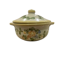 Louisville Stoneware 9.5&quot; Casserole Covered Dish w Lid Round Multicolor Flower - £55.38 GBP