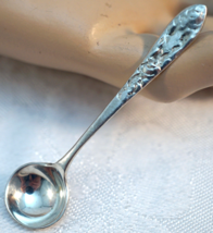Sterling Silver Salt Spoon with Abstract Floral Pattern - $25.99