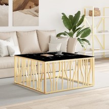 Coffee Table Gold 100x100x50 cm Stainless Steel and Glass - £220.75 GBP
