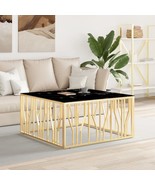 Coffee Table Gold 100x100x50 cm Stainless Steel and Glass - £223.07 GBP