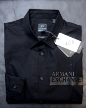 Armani Exchange A|X Mens Regular Fit Sustainability Black Cotton Casual Shirt XS - £39.14 GBP