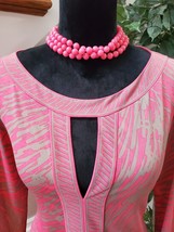 BCBGMAXAZRIA Womens Pink Gray Long Sleeve Round Neck Knee Length Dress Medium - £22.30 GBP