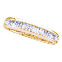 Yellow-tone Sterling Silver Baguette Diamond Band Wedding Anniversary Ri... - £55.95 GBP