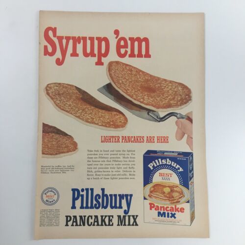 1950 Pillsbury Best Light Pancake Mix Vintage Print Ad - $9.45