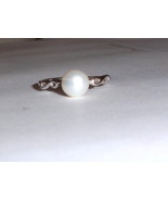 10K WHITE GOLD CULTURED FW PEARL &amp; DIAMOND RING, 7MM, 1,62(TCW), SIZE 6,... - $3,748.97 MXN