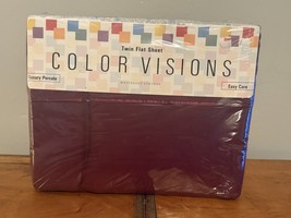 NOS Vintage Westpoint Stevens Color Visions TWIN Flat Sheet Percal Burgu... - $9.94