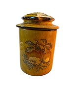 Vintage 1960s MCM Ceramic Food Storage Canister With Lid Yellow Mustard ... - $11.88