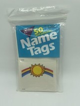 Vintage 90s Trend Name Tag Stickers Set of 44 Cute Rainbow 3&quot; by 2.5&quot; - $9.04