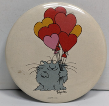 Vintage Sandra Boynton Cat with Heart Balloons 2-1/4 &quot; Pinback Button Pin - £7.78 GBP
