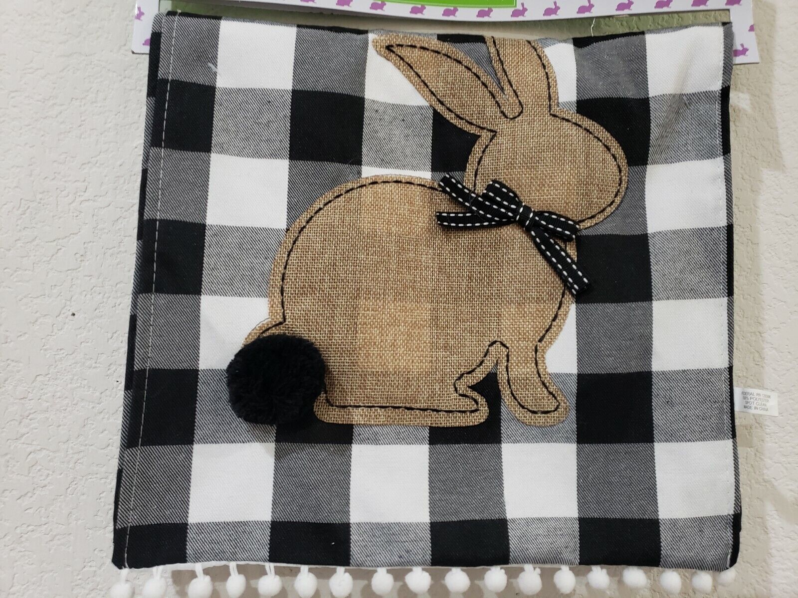 Easter Buffalo Plaid Check Bunny Rabbit Table Runner Decor 13&quot; x 72&quot; - $25.73