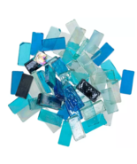 Blue Iridescent Rectangle Glass Mosaic Gems 2 lbs New - $150.34 MXN