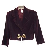 Vintage Burgundy Velvet Cropped Blazer With Ornate Gold Clasp 8 VTG EUC - $177.80 CAD