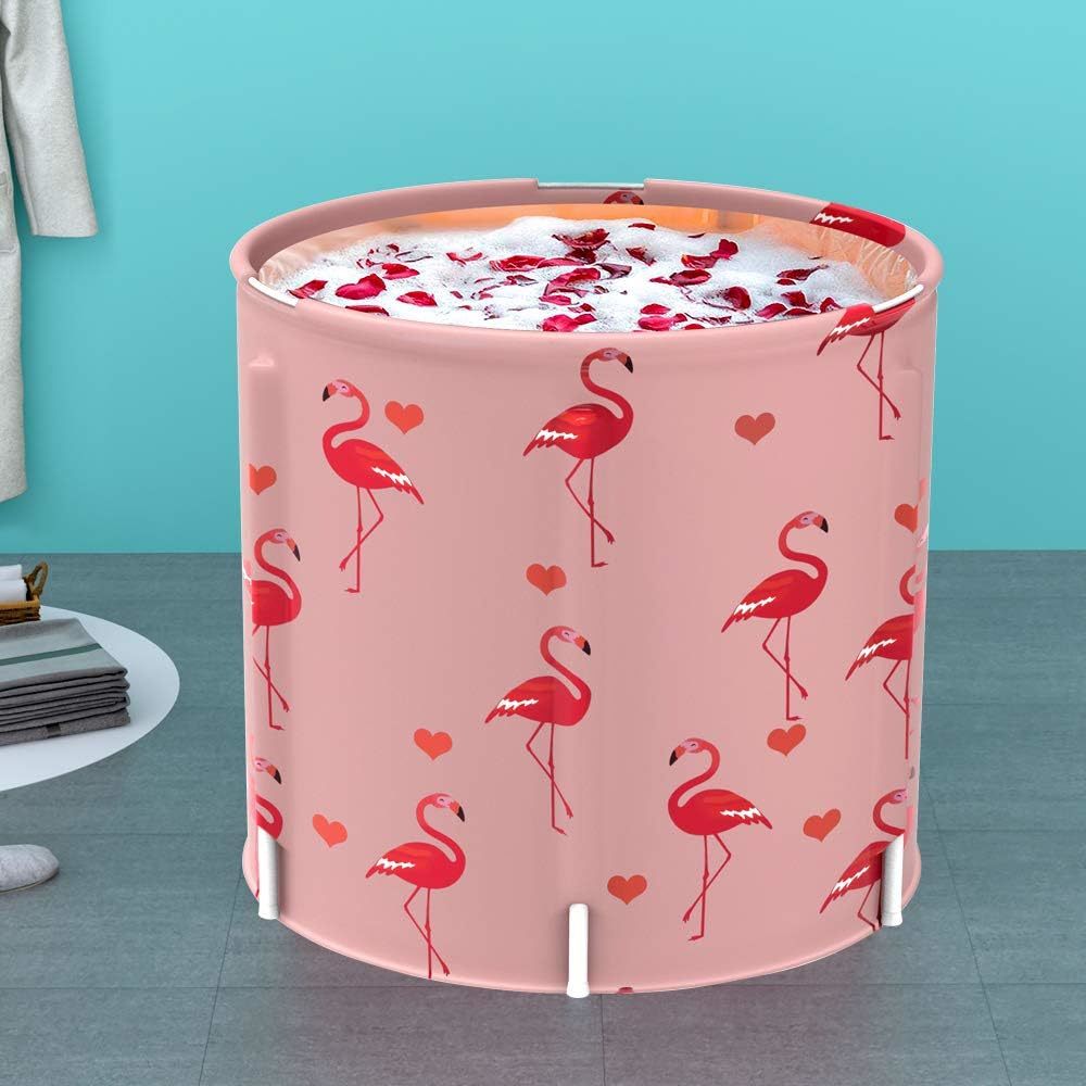 Primary image for Pink Flamingo, Luckup Portable Bathtub Foldable Free Standing Soaking Bath Tub,