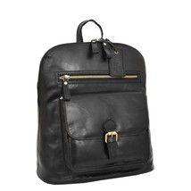 DR285 Women&#39;s Leather Casual Mid Size Backpack Black - £78.34 GBP