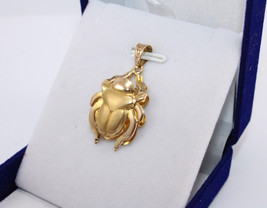 Egyptian Scarab Pendant Real Gold 18K Lucky Beetle Pharaonic Gold Pendan... - $423.41+