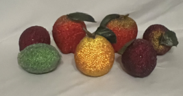 Set of 7 Vintage Beaded Faux Decorative Fruit Orange Lime Apples Plums - $19.99