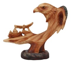 Ebros American Pride Bald Eagle Bust With Soaring Eagle In Forest Rocky Statue - £23.17 GBP