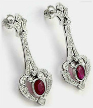 1.25ct Diamond 14k White Gold Ruby Earrings Special Gift Of Mother&#39;s Day - £1,035.00 GBP
