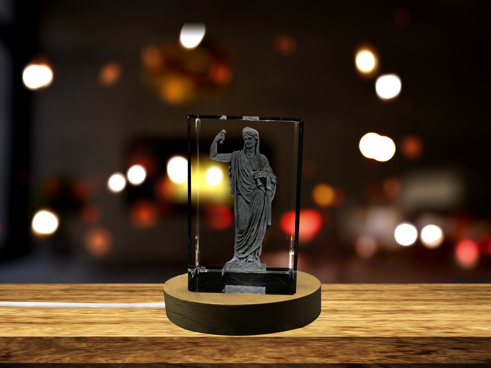 LED Base included | Athena 3D Engraved Crystal Keepsake/Gift/Decor/Collectible
