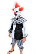 Mens Clown Costume For Halloween Party Black and White with Mask RED HAIR - £23.94 GBP