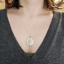 Vintage Silver &amp; Gold Virgin Mary Saint St Medal Medallion Necklace - $44.99