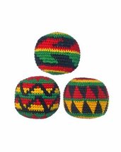 Set of 3 Hacky Sacks, Rasta Colors in Assorted Geometric Patterns - £13.49 GBP