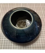 Signed Studio Art Pottery IKEBANA Flower Frog Vase 4&quot; Blue Drip Ceramic ... - $62.99 CAD