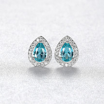 S925 Silver Stud Earrings Artificial Gemstone Earrings Small And Simple ... - $28.00
