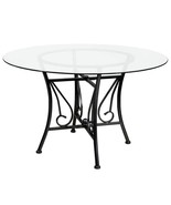 48-inch Round Glass Dining Table with Black Metal Frame - $571.68 CAD