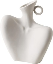 Body Vase, White Ceramic Vase For Minimalist Style, Unique, Table Decoration - £30.80 GBP