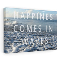 Inspirational Wall Art  Happiness Comes In Waves  Motivational Print Ready to H - £37.34 GBP+