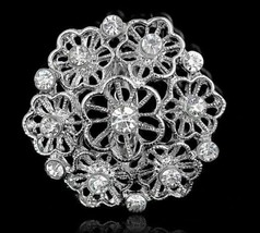 Christmas New Year Stunning Diamonte Silver Plated Brooch Pin Broach Gift RR6 - £10.70 GBP