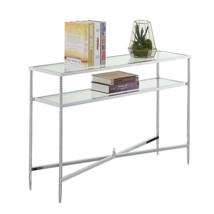 Convenience Concepts Tudor Console Table in Clear Glass and Chrome Metal... - £179.03 GBP