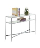 Convenience Concepts Tudor Console Table in Clear Glass and Chrome Metal... - £180.07 GBP