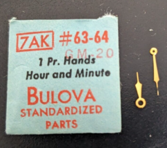 NOS Genuine Bulova 7AK GM 20 Set of Hands Watch #63/64 - Gold Tone - Modern - £10.89 GBP