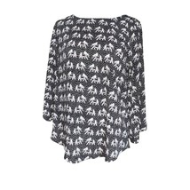 Women&#39;s Stitch Fix Pixley Ellie Elephant Print Roll Tab Sleeve Blouse Si... - $9.14