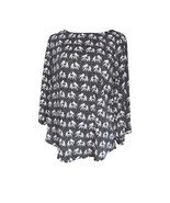 Women's Stitch Fix Pixley Ellie Elephant Print Roll Tab Sleeve Blouse Size Small