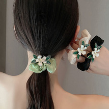 Metallic Painted Gardenia Organza Hair Tie Scrunchie - £2.38 GBP