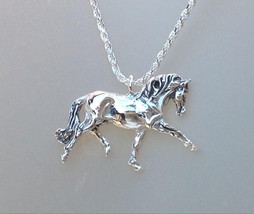 Lusitano horse jewelry trot Sterling Silver pendant 16&quot; chain necklace Z... - £74.29 GBP