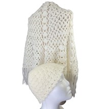 Vintage Handmade Knit Shaw and Cap - $34.65