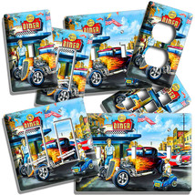 RETRO DINER HOT ROD FLAMES CAR LIGHT SWITCH OUTLET WALL PLATES GARAGE CA... - $172.54 MXN+