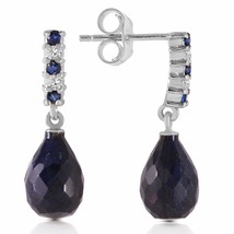 6.9 Carat 14K Solid White Gold Diamond Sapphire Earrings Dangling Briolette - £312.70 GBP