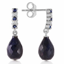 6.9 Carat 14K Solid White Gold Diamond Sapphire Earrings Dangling Briolette - £308.80 GBP