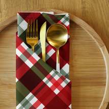 Christmas Cloth napkin set green red - £32.22 GBP