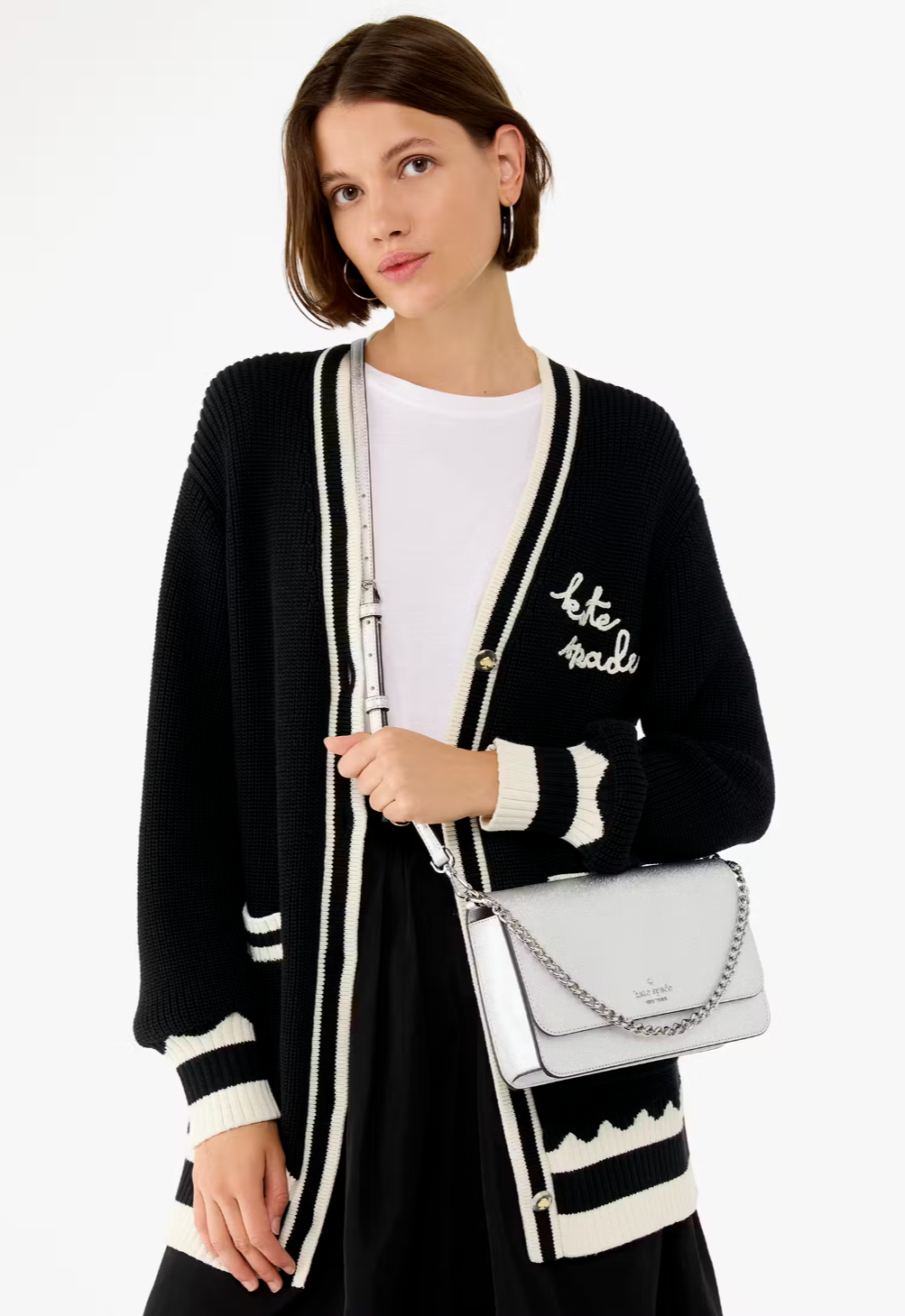 NWB Kate Spade Madison Flap Crossbody Silver Leather Purse KI928 $349 Gift Bag F