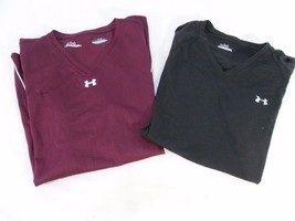 Women&#39;s Small Under Armour Athletic Tees Black and Maroon Pre-Owned 110035 - £9.18 GBP